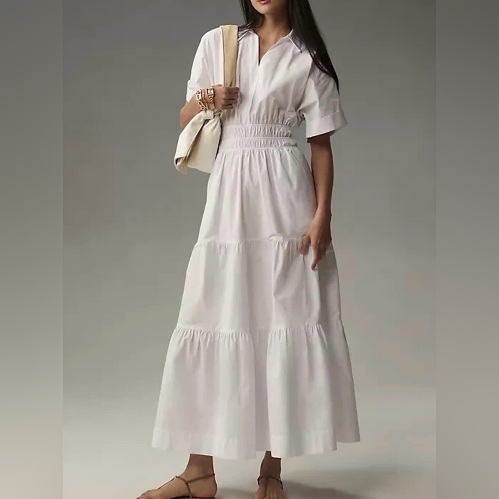 Anthropologie White Tiered Maxi Dress
